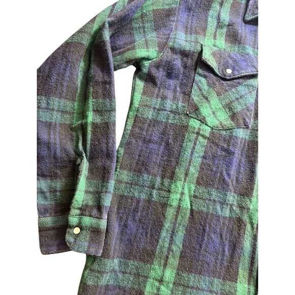 Vintage Codet Shirt Mens Large Tall Green Flannel Plaid Made in Canada Workwear - Picture 2 of 12